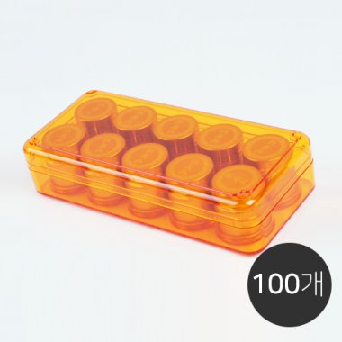 [투명]주황플라스틱공진단상자<br>10환100개(1박스)